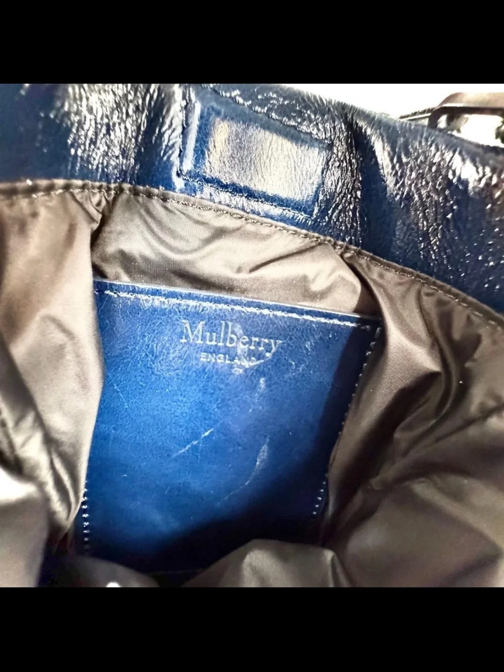 Mulberry Patent Quilted Crossbody in Navy